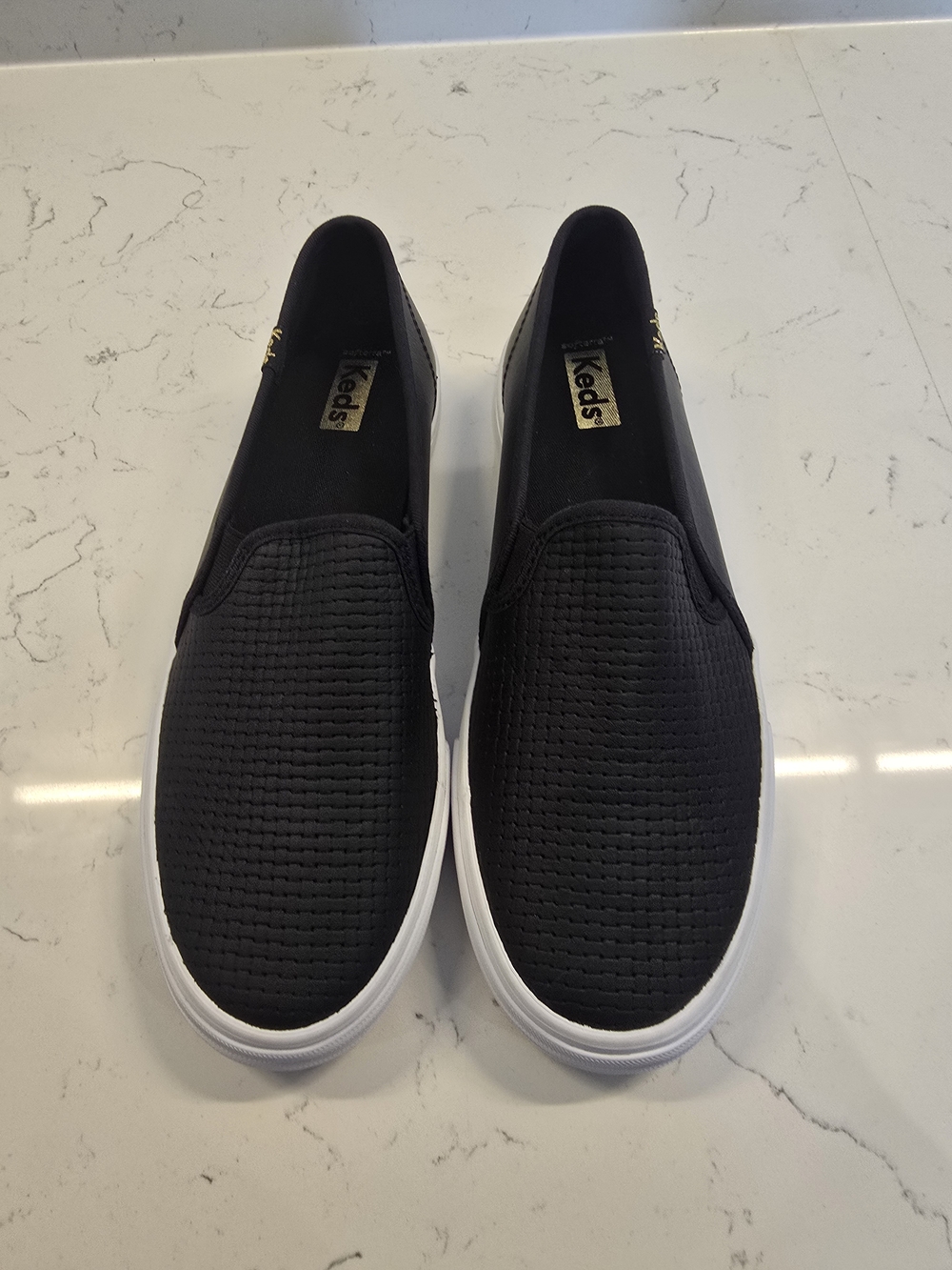Keds Black Slip-On Loafers with White Sole - Women's